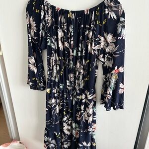Floral Off-Shoulder Navy Dress